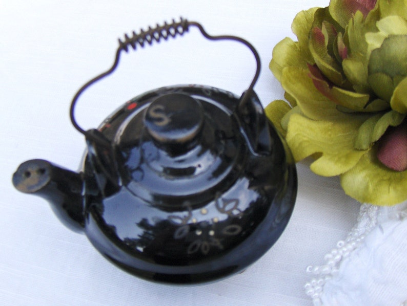 Porcelain Teapot Rustic Floral Hand Painted Miniature Roses And Vintage Style Kitchen Decor kettle Home Decor