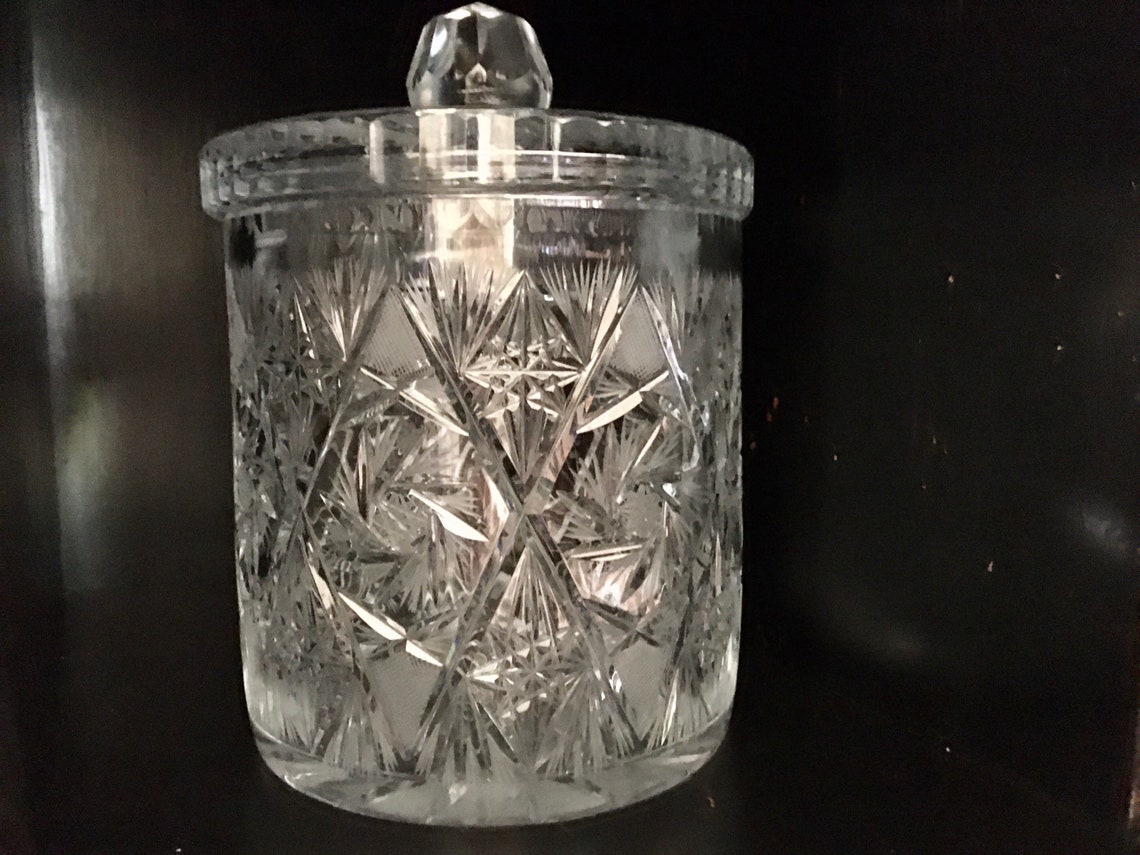 Crystal Biscuit Jar Crystal Cookie Jar Lead Crystal Biscuit Etsy