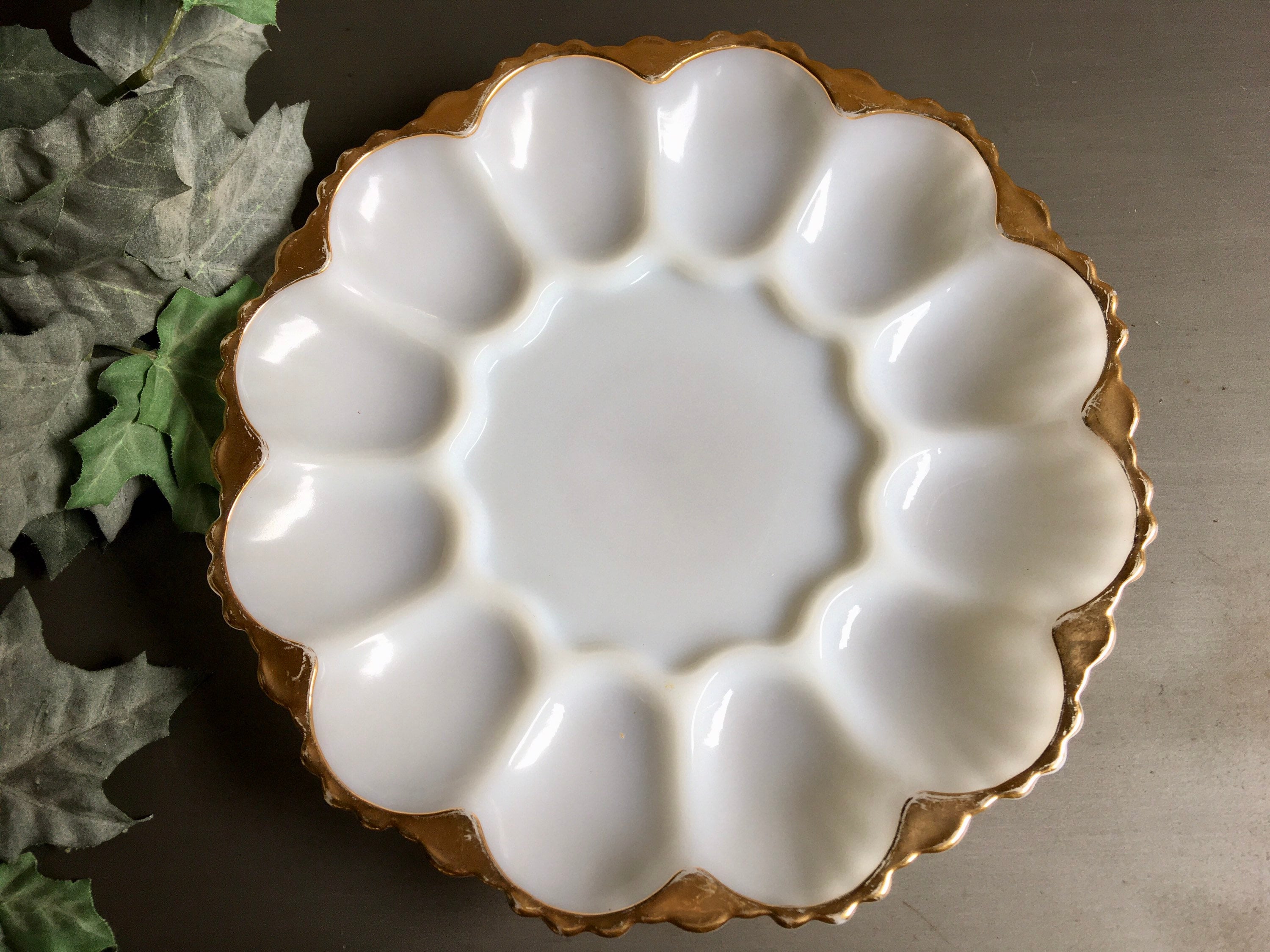 Home & Living Dining & Serving Plates Vintage Deviled Egg Plate White