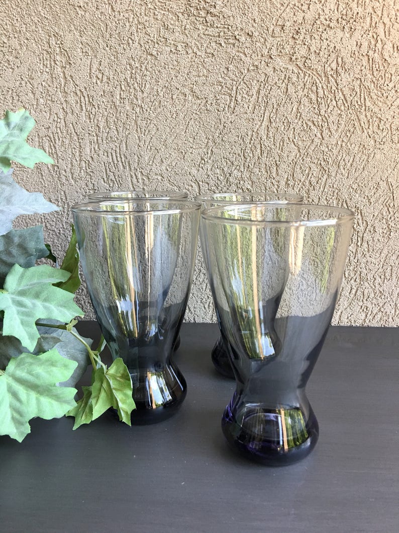 Smoked Drinking Glasses Gray Drinking Glasses Grey Drinking Etsy