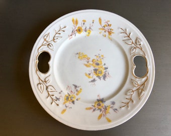 Ceramic Cake Plate, Antique Cake Plate, Yellow Cake Plate