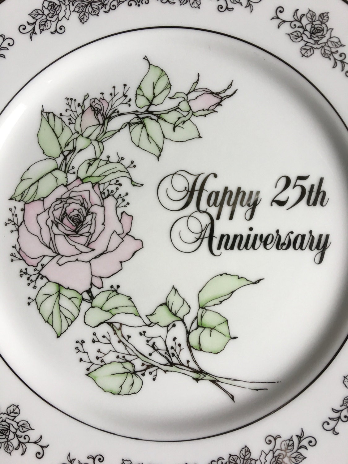 25th Wedding Anniversary Plate Anniversary Wishes by Enesco - Etsy