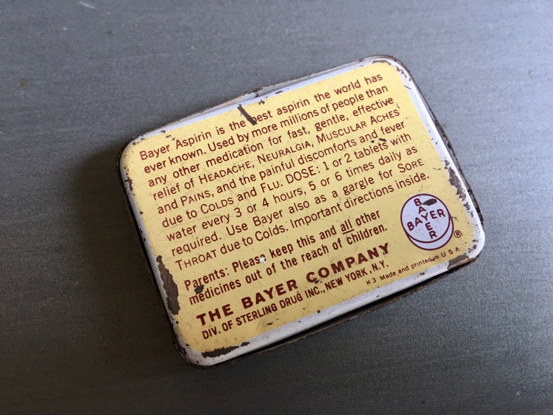 Vintage Bayer Aspirin Tin Old Bayer Aspirin Tin 12 Tablets Etsy