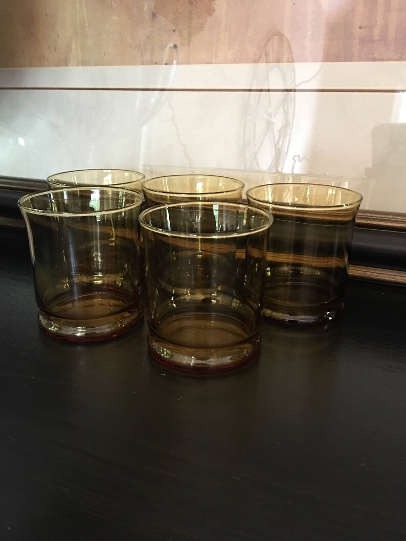 Amber Drinking Glasses Amber Glassware Set Libbey 8 Oz Etsy