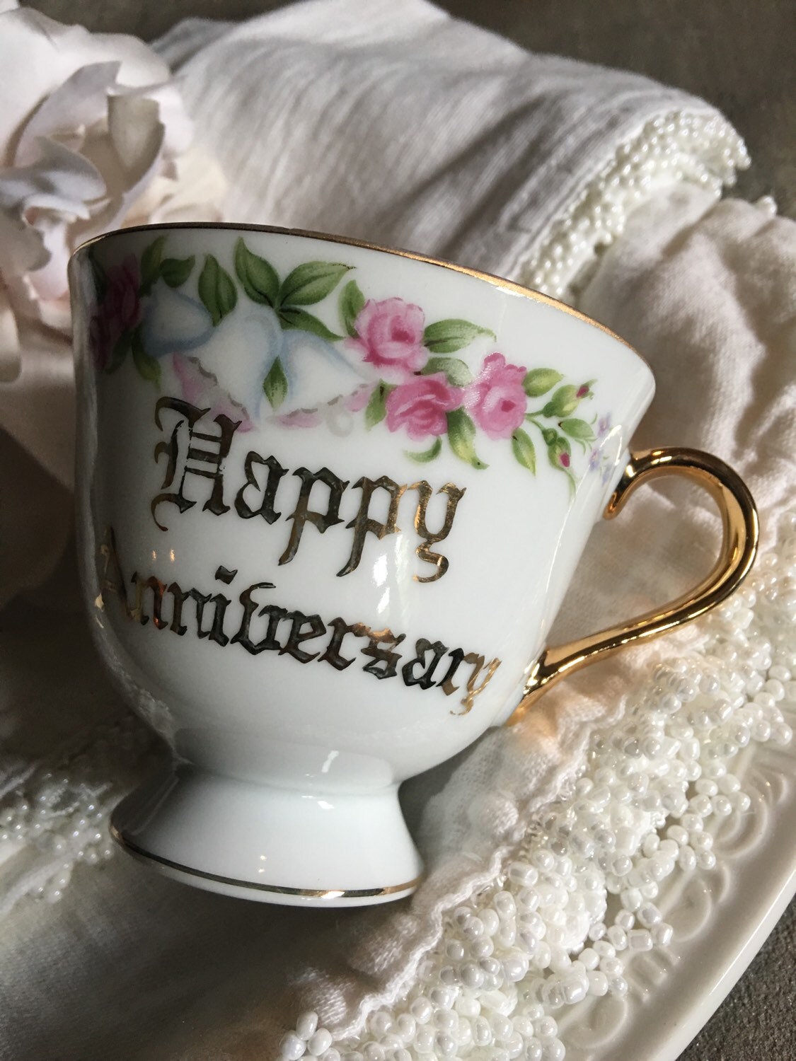 Happy Anniversary Teacup Anniversary Tea Cup Anniversary Tea Etsy