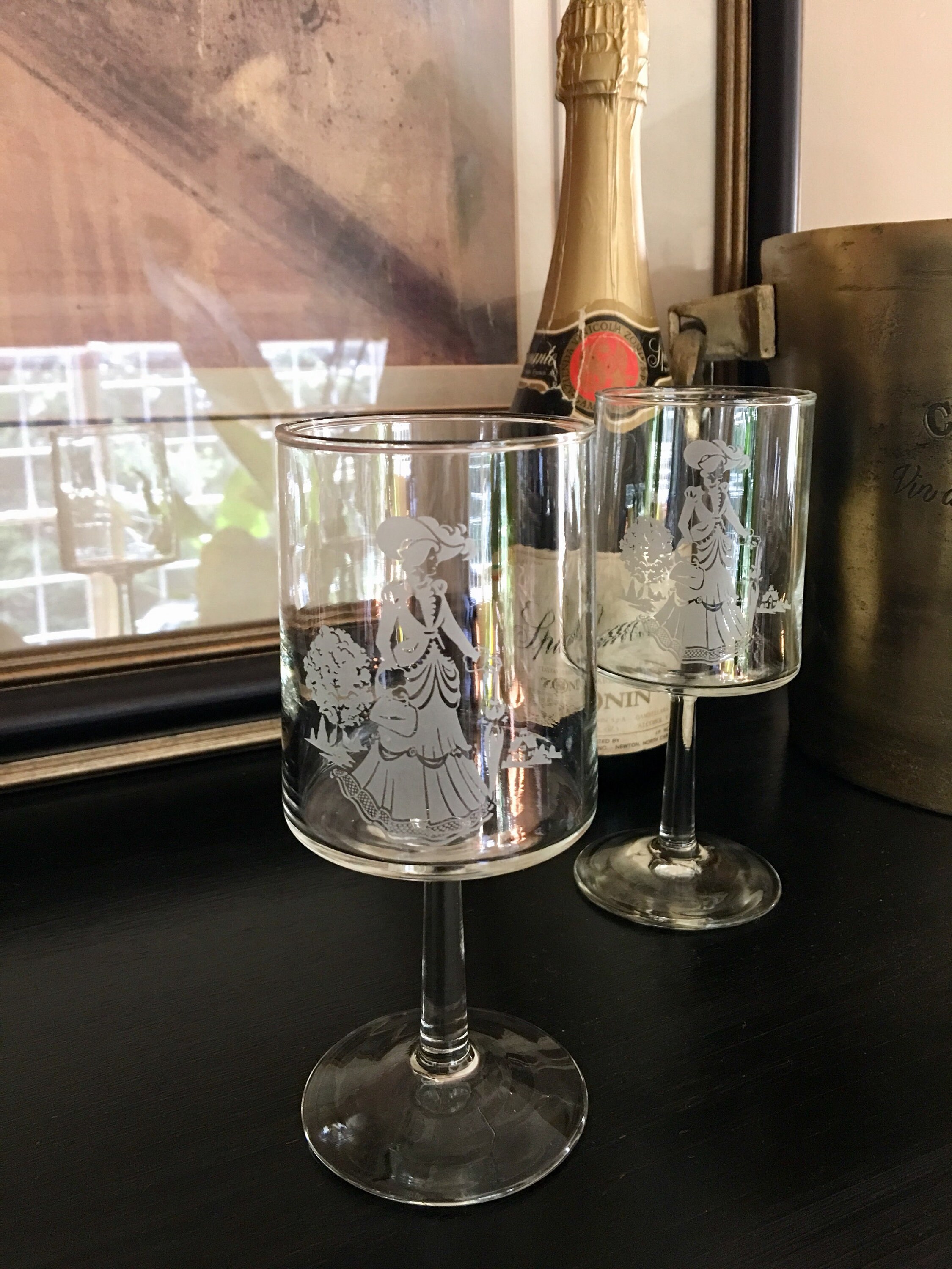 Vintage Avon Glassware Vintage Etched Water Goblets Parasol Etsy