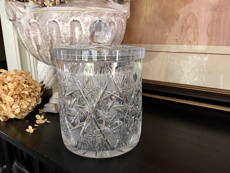 Crystal Biscuit Jar Crystal Cookie Jar Lead Crystal Biscuit Etsy