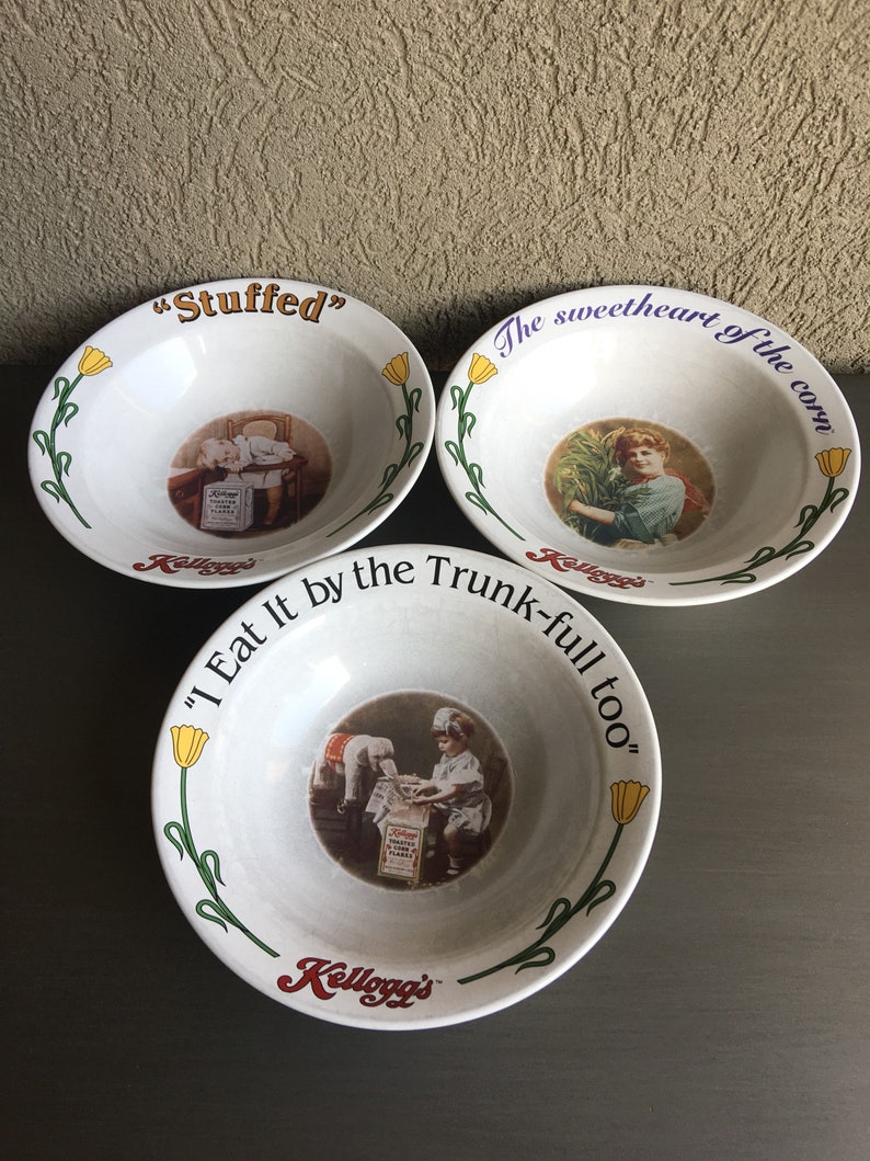 Kelloggs Vintage Cereal Bowls Kelloggs Vintage Bowls Retro Etsy