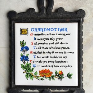 Grandmother Poem Trivet, Trivets for Hot Dishes, Pot Trivet, Decorative Trivets, Trivets for Hot Pots and Pans