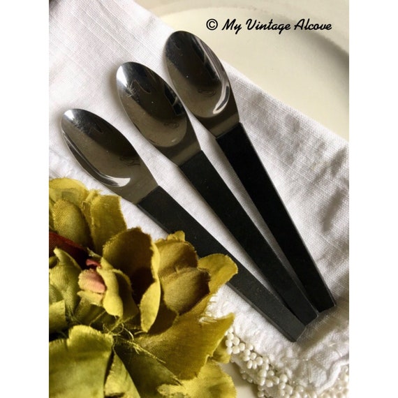 Black Handle Flatware Black Handle Silverware Vintage Etsy