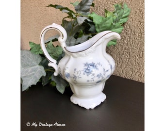 Johann Haviland Bavaria Germany Creamer, Johann Haviland Blue Garland China, Johann Haviland China Blue Garland, Blue Haviland China