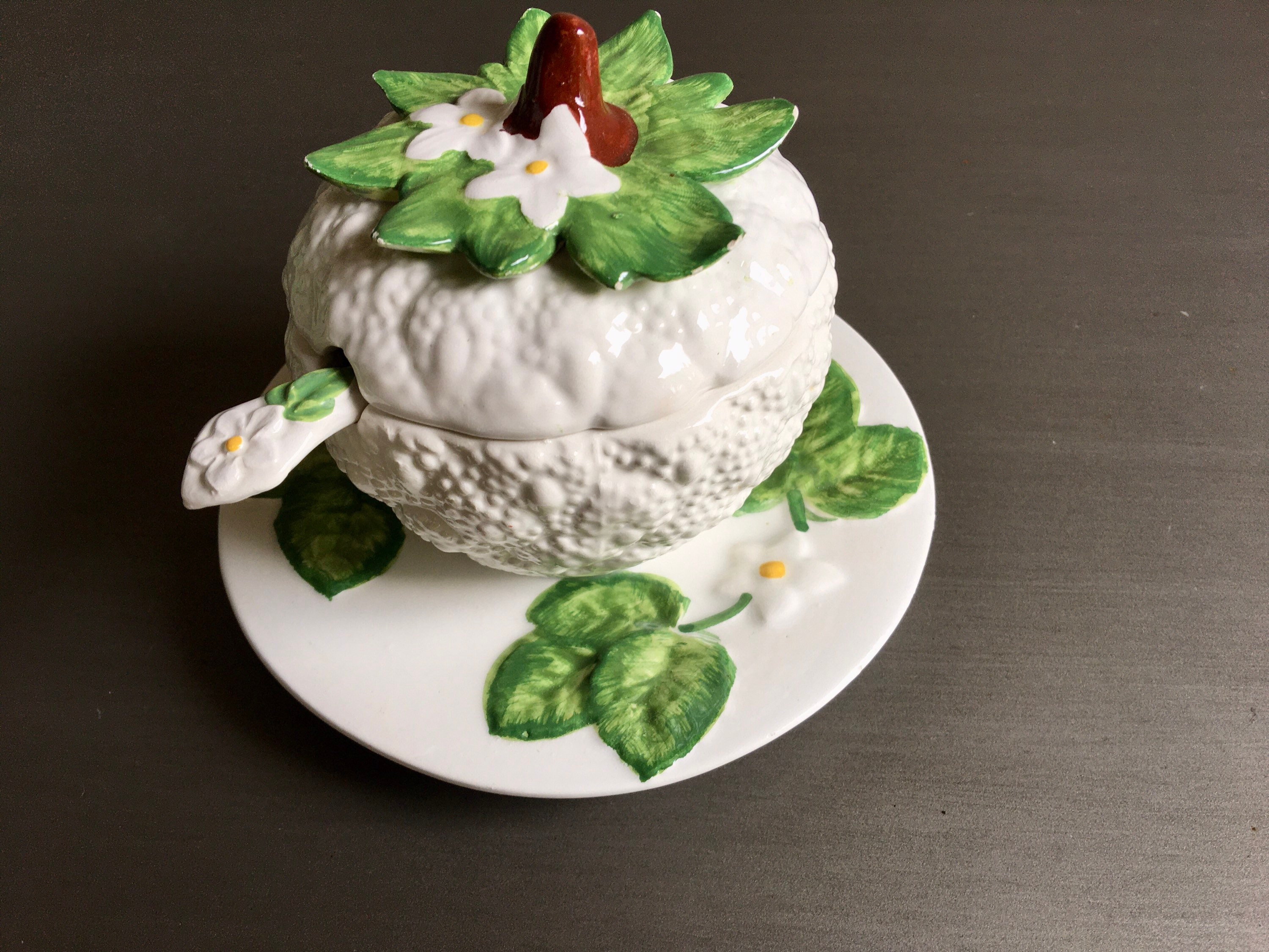 Ceramic Jam Pot Vintage Jam Pot Jam Pot With Spoon Etsy