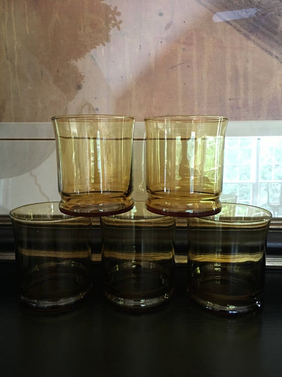 Amber Drinking Glasses, Amber Glassware Set, Libbey 8 Oz Glasses