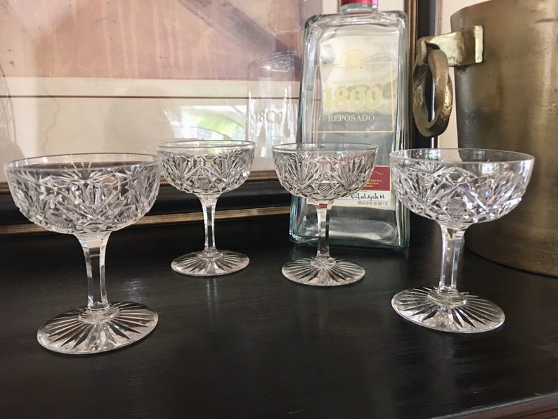 Footed Crystal Dessert Glasses Vintage Crystal Dessert Etsy