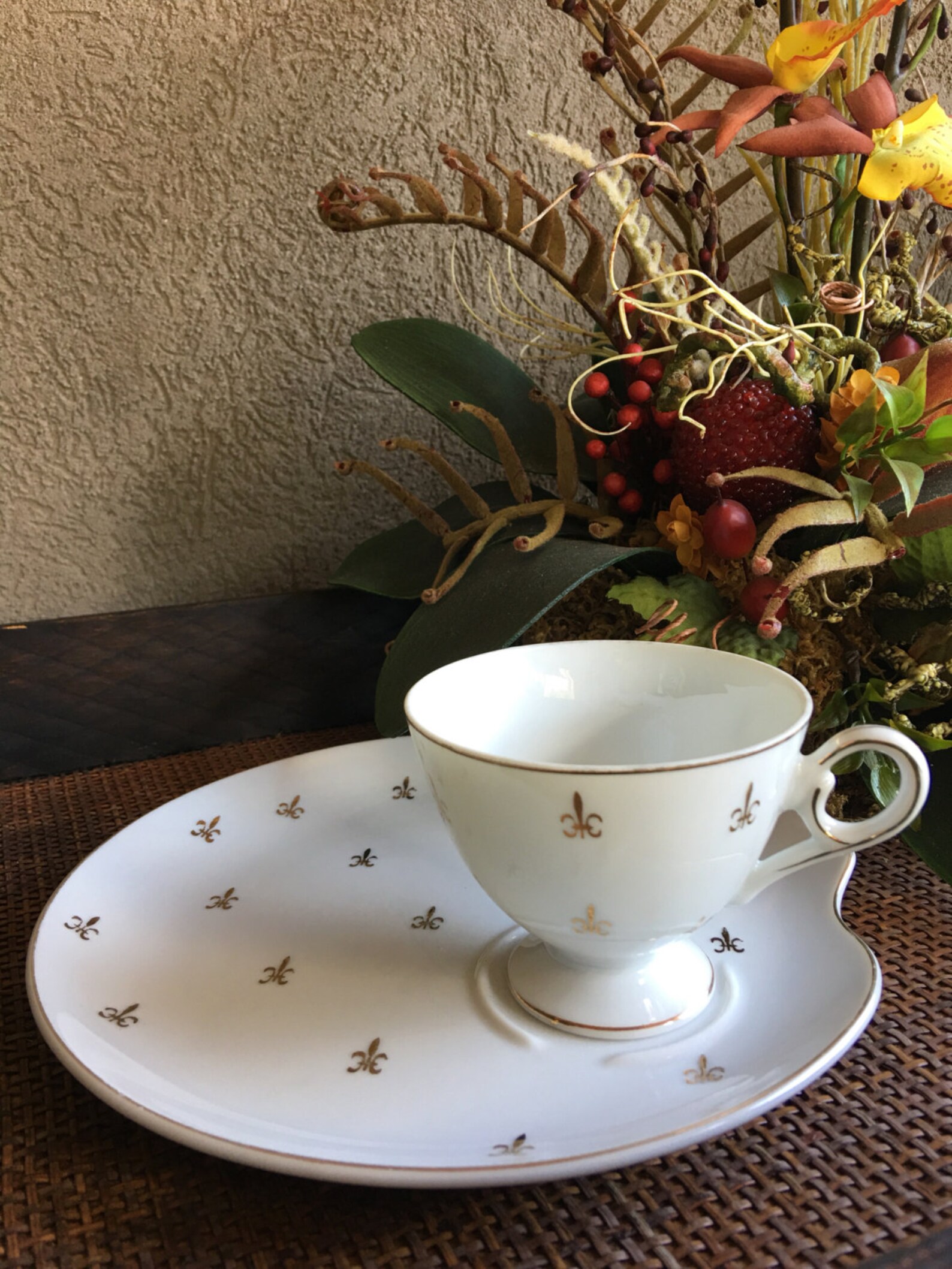 Vintage Snack Plate and Cup Set Fleur De Lis China Etsy
