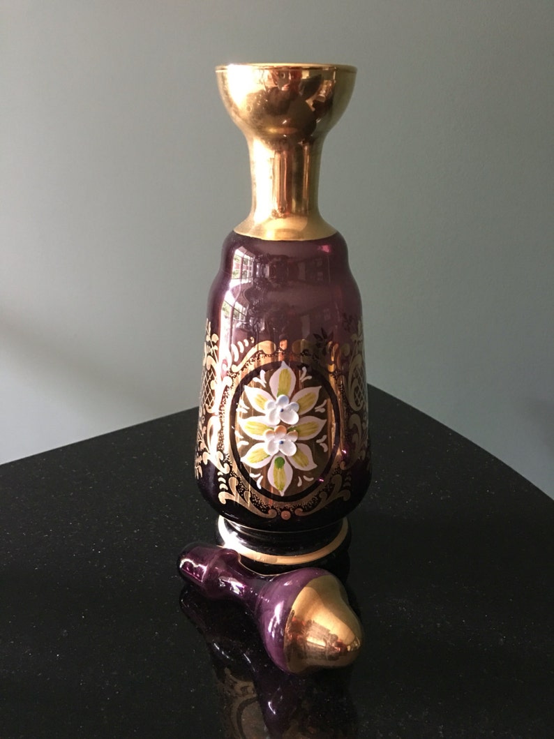 Purple Glass Decanter Purple Decanter Vintage Cordial Etsy