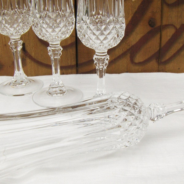 Vintage Lead Crystal Champagne Flutes Bride & Groom Wine Glasses - #3475