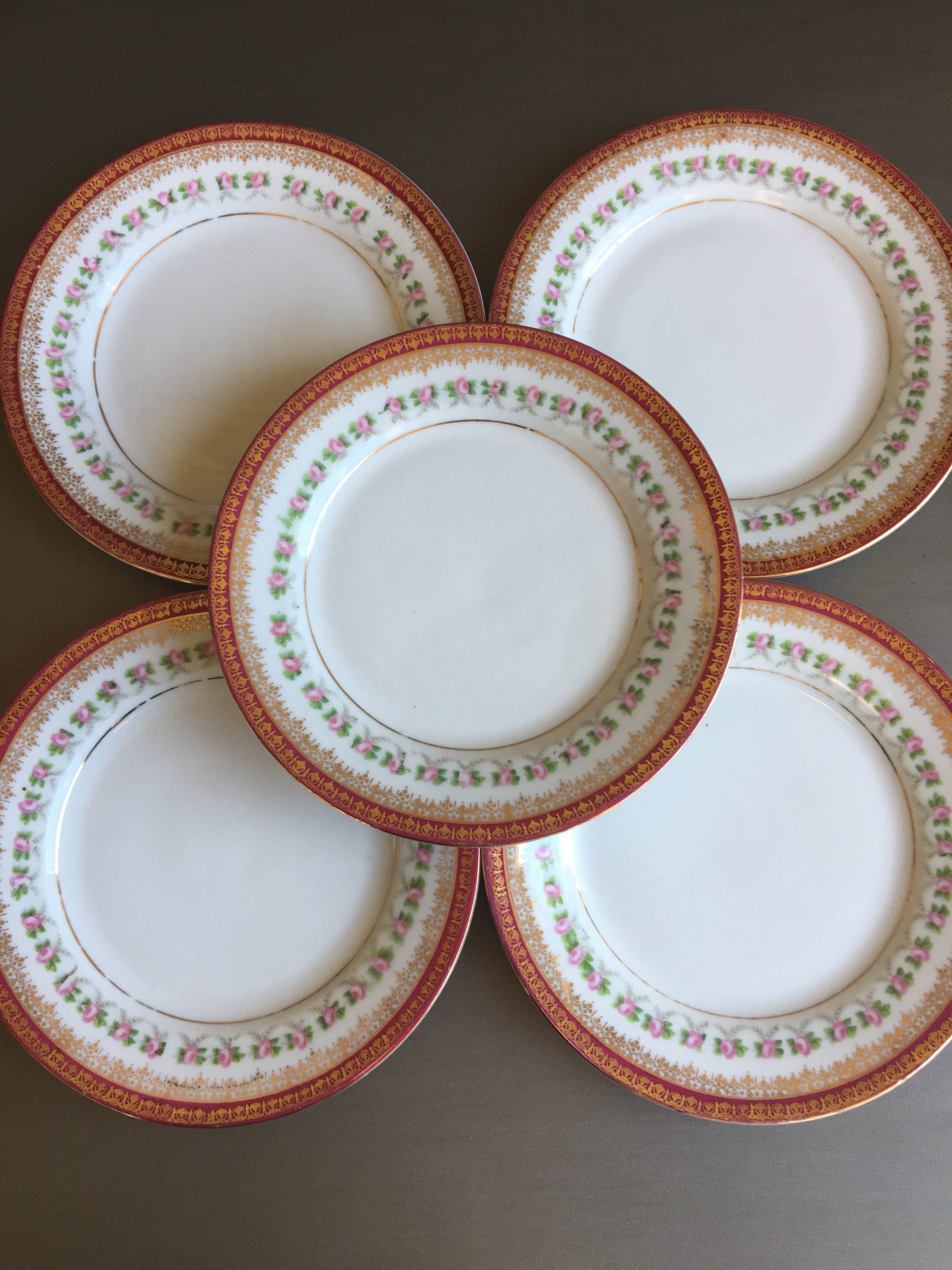 Ceramic Dessert Plates Burgundy Dessert Plates Antique Etsy Canada