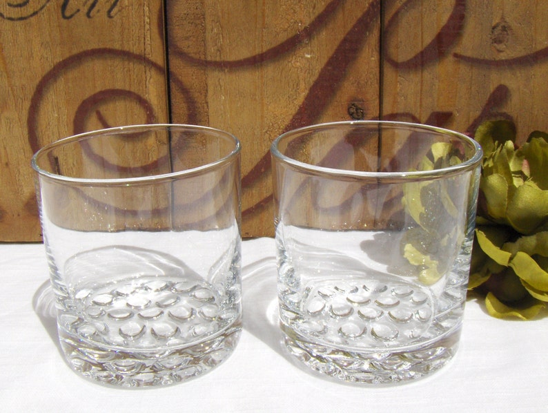 Vintage Whiskey Glasses Lo Ball Bar Glass Bubble Bottom Etsy