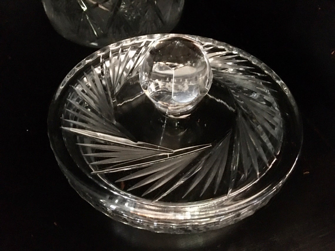 Crystal Biscuit Jar Crystal Cookie Jar Lead Crystal Biscuit Etsy