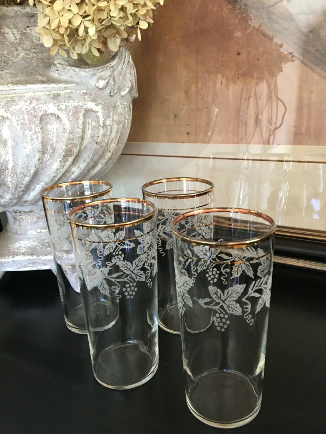 Bartlett Collins Glassware Sugar Frosted Glass Bartlett Etsy