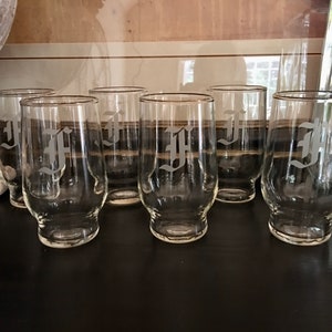 Monogrammed Water Glasses, Monogrammed F, Monogrammed Drinking Glasses
