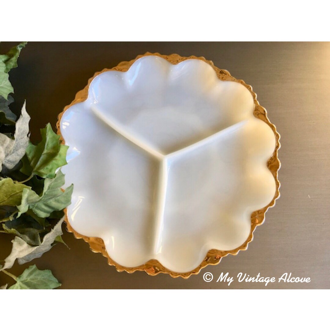 Milk Glass Relish Tray Milk Glass Relish Dish Anchor Hocking Etsy