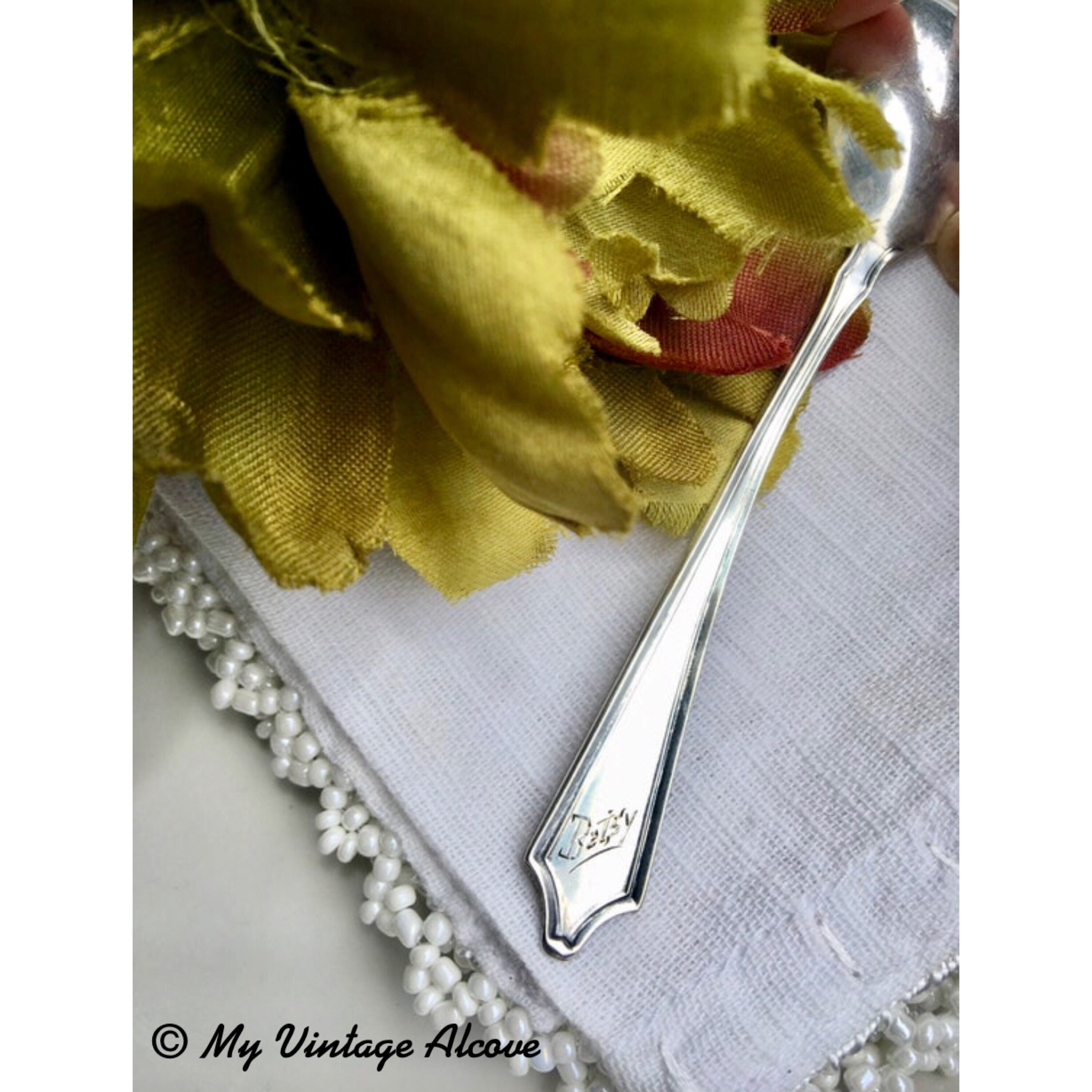 Antique Engraved Sterling Silver Baby Spoon