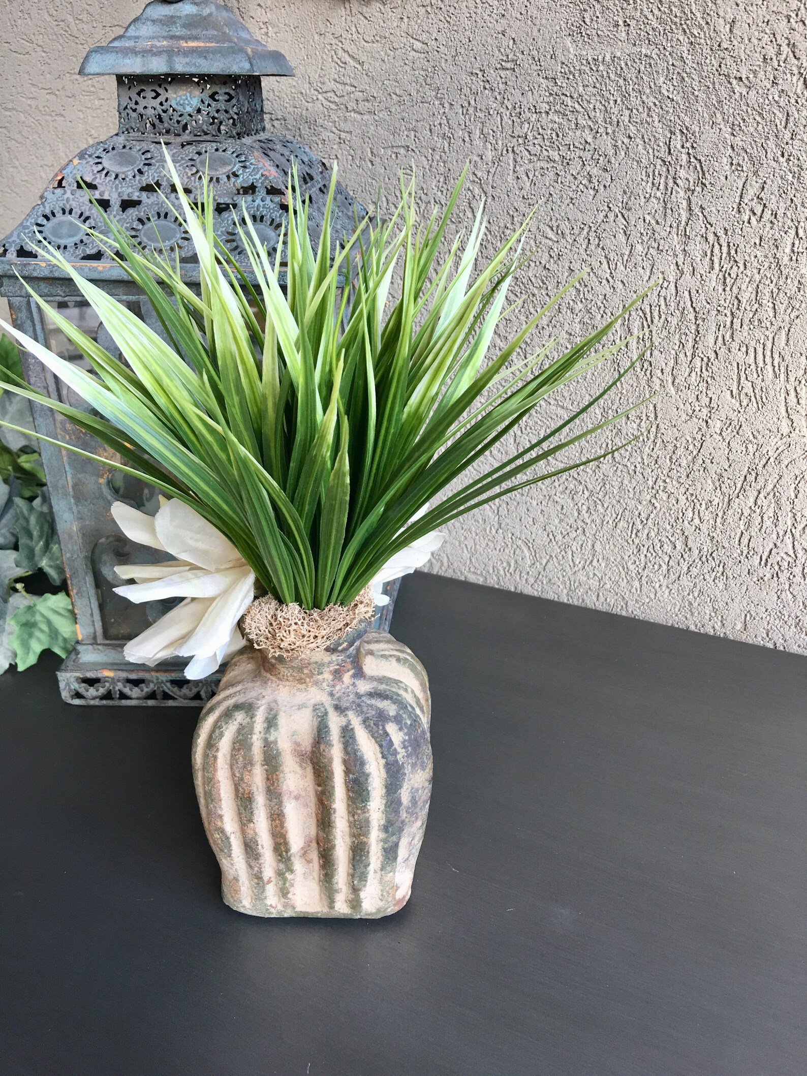 Grass Artificial Floral Arrangement in Vase Artificial Grass Etsy