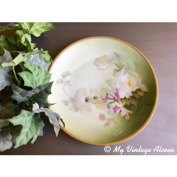 Antique Rose Plate, Thomas Sevres Bavaria Plate, Hand Painted