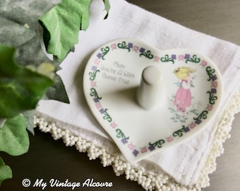 Precious Moments Heart Ring Dish, Heart Ring Holder, Vintage Ring Holder