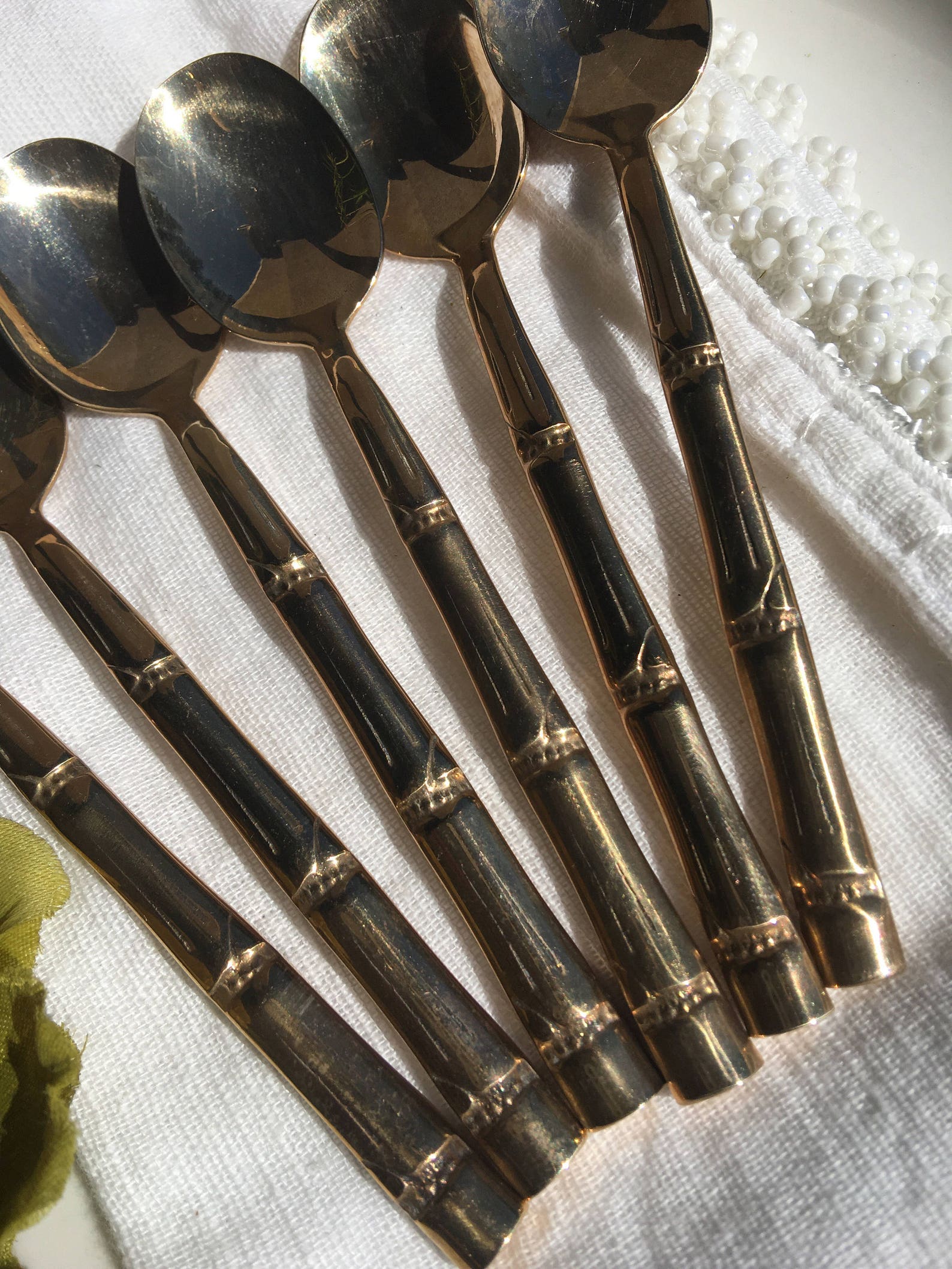 Vintage Gold Iced Tea Spoons Nickel Bronze Silverware Nickel Etsy