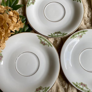 Green Floral Saucers, HC Selb Bavaria Germany Heinrich, Laurel China, Green Saucers