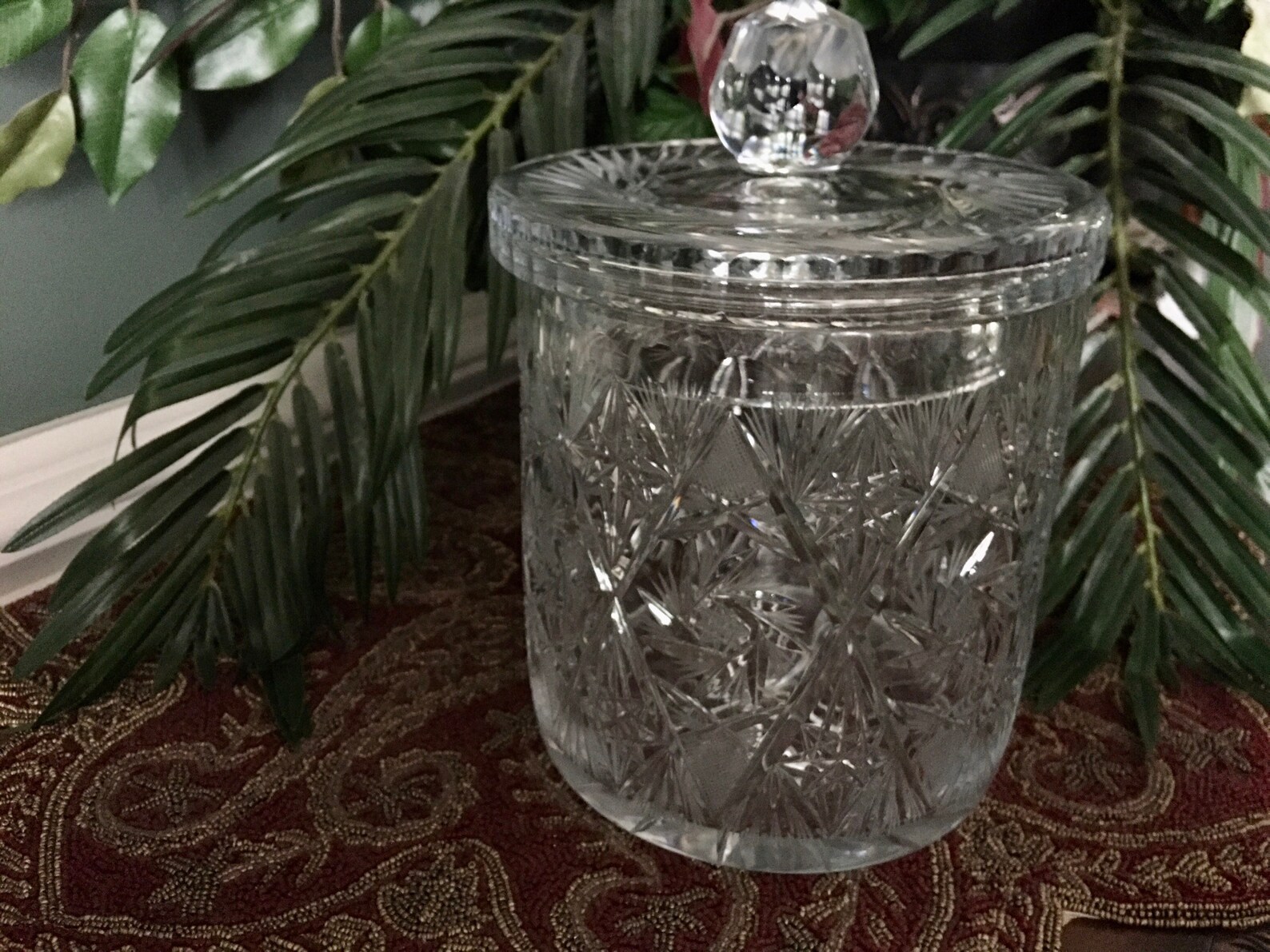 Crystal Biscuit Jar Crystal Cookie Jar Lead Crystal Biscuit Etsy
