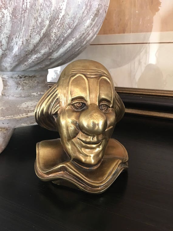 PM Craftsman Clown Bookend, Brass Clown Head - Etsy
