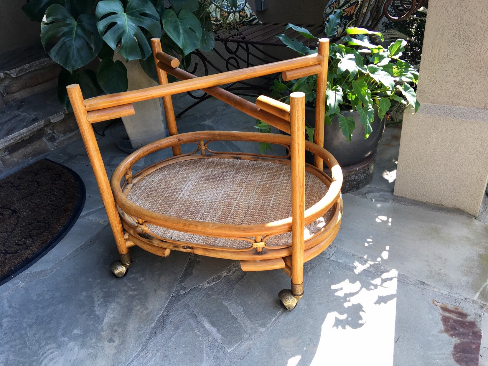 Vintage Bamboo Bar Cart Bamboo Tea Cart Tea Cart With Tray Etsy