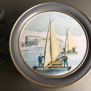 Currier and Ives Tin, Currier and Ives Cookie Tin, Schwans Tin