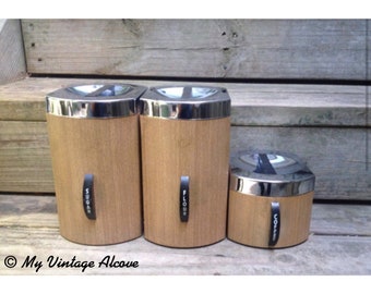 Kromex Canisters, Retro Canister Set, Brown Kitchen Canisters