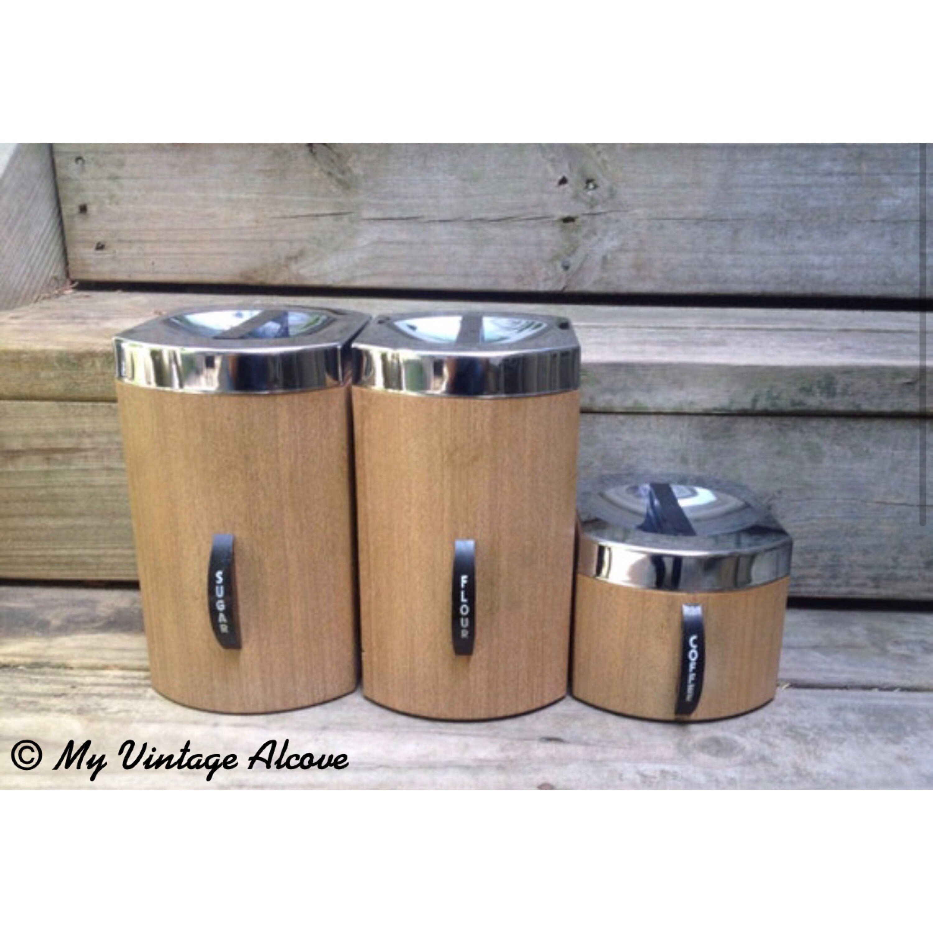 Kromex Canisters, Vintage Kromex Canister Set, Retro Brown Canisters, Brown Retro Canister Set, Vintage Brown Kitchen Canisters