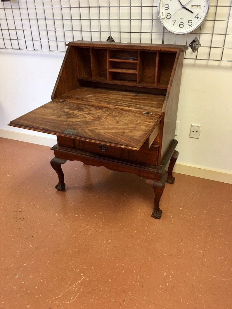 Locking Secretary Desk Vintage Drop Front Desk Vintage Etsy