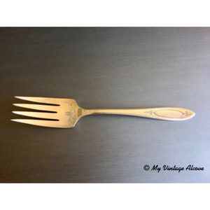 Gemeinschaftsplatte Silber, Oneida Adam, Antike Fleischgabel, Aufschnitt Serviergabel, Silberplatte Fleischgabel, Oneida Gemeinschaftsplatte