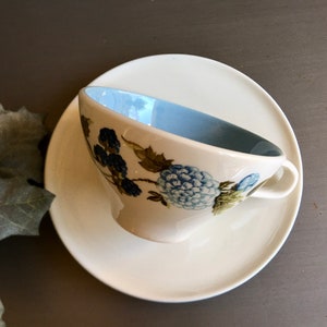 Blue Floral Tea Cup and Saucer, Informal True China by Iroquois Ben Seibel Design