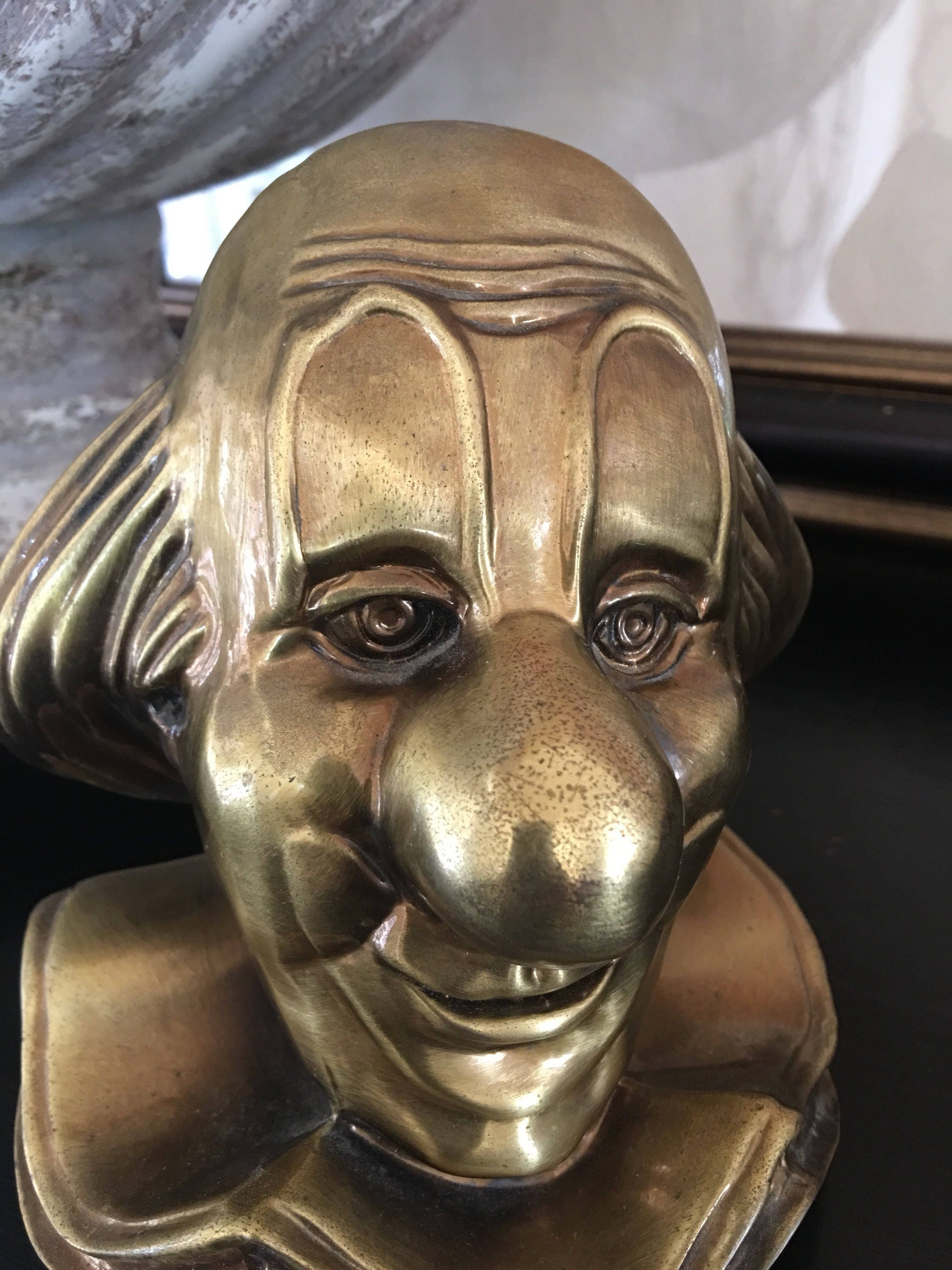 PM Craftsman Clown Bookend, Brass Clown Head - Etsy