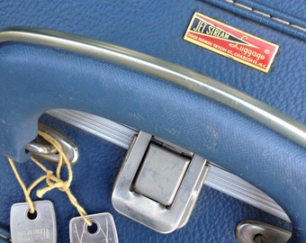 Jetstream Luggage, Vintage Blue Suitcase, Vintage Suitcase With Keys