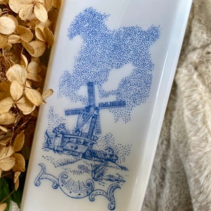 Milk Glass Liquor Bottle, Windmill Bottle, Vandermint Liqueur Bottle