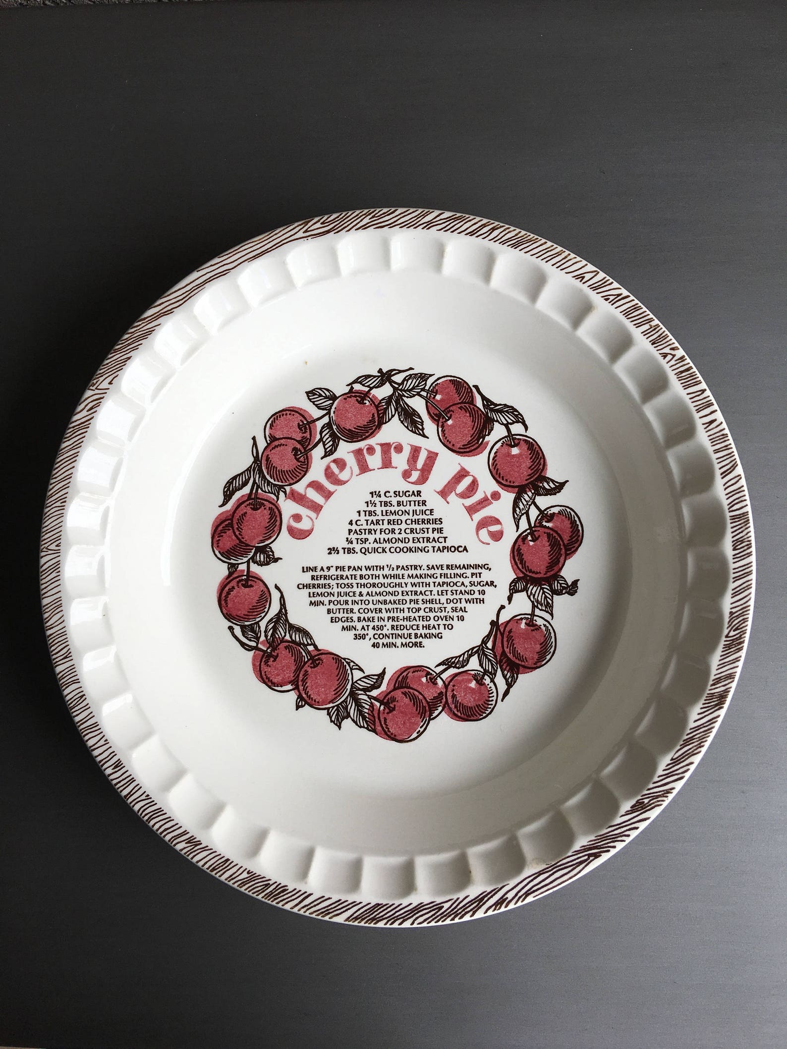 Country Harvest Pie Plate Vintage Pie Plate With Recipe Etsy