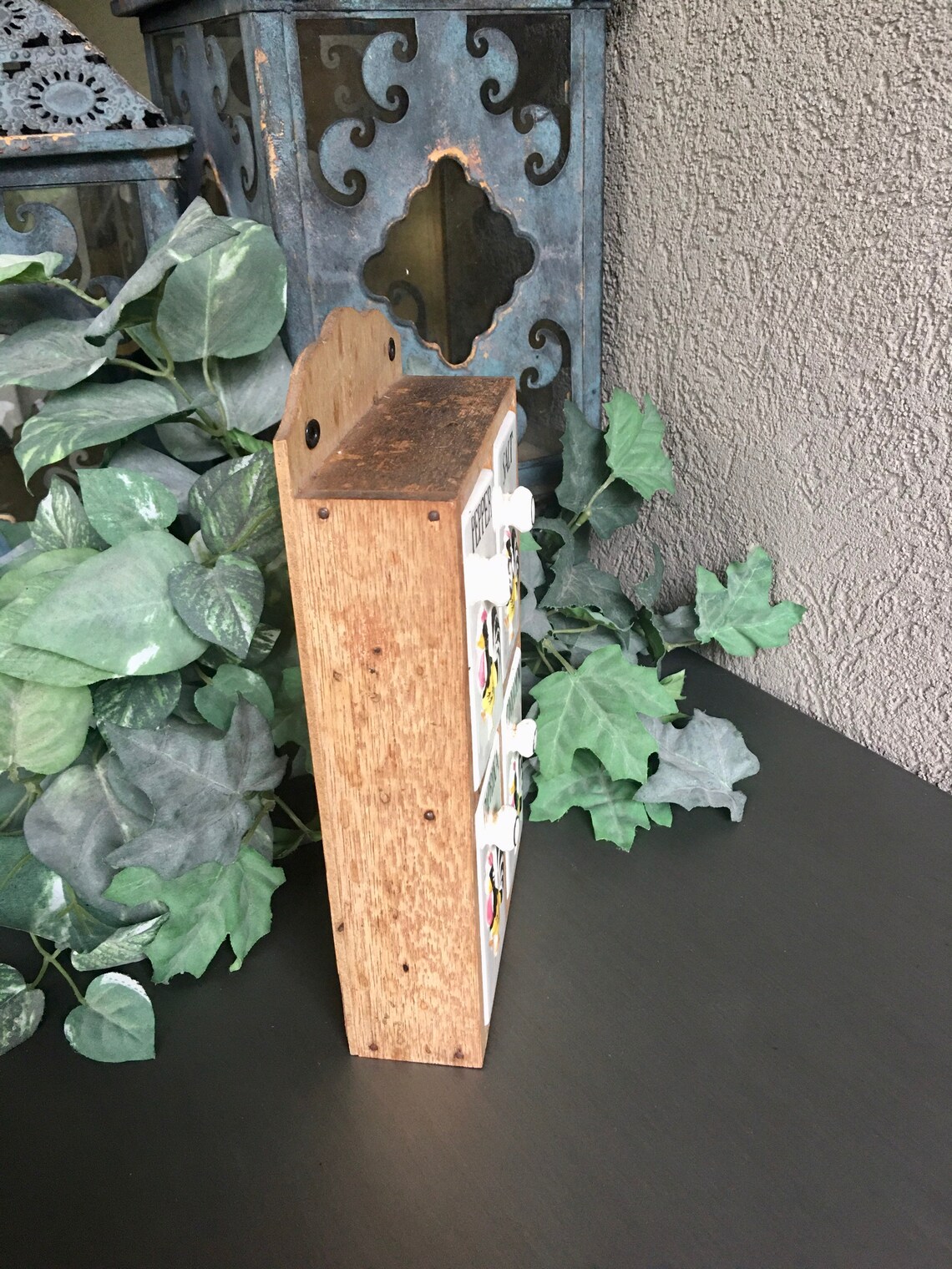 Rooster Spice Rack Ceramic Jars w/ Cork Stoppers Wood Wall Etsy