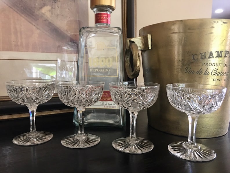 Footed Crystal Dessert Glasses Vintage Crystal Dessert Etsy