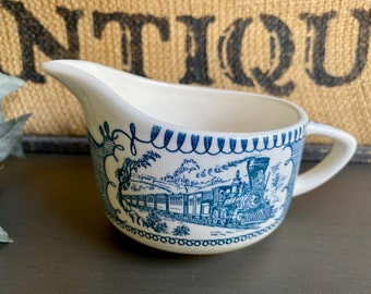 Currier and Ives Creamer, Currier and Ives Blue Dishes