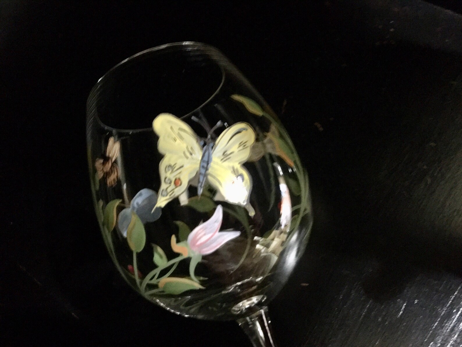 Lenox Butterfly Meadow Wine Glass Vintage Lenox Hand Painted Etsy